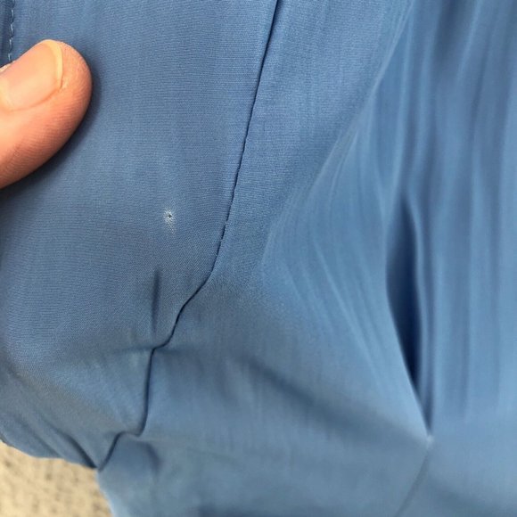 Smythe Blouse Womens Medium Blue Yoda Cap Sleeve Double Breasted Button Slouchy - Picture 8 of 14